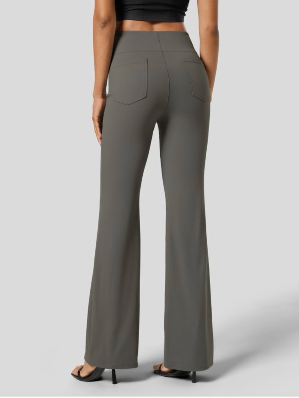 Halara Flex High Waisted Back Side Pocket Slight Flare Work Pants - Picture 3 of 9